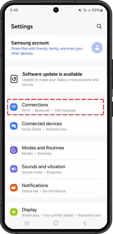 Open settings menu