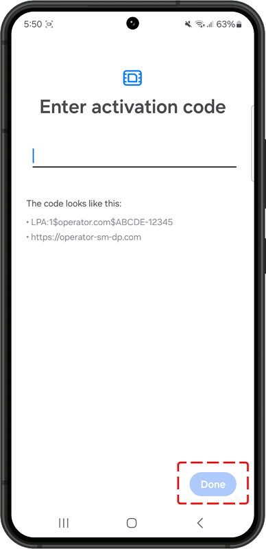 Enter activation code