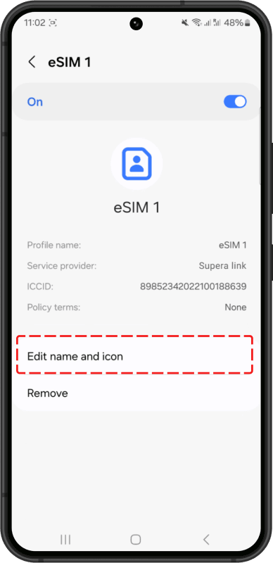 Modify eSIM label