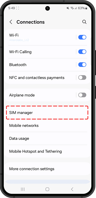 Go to SIM manager