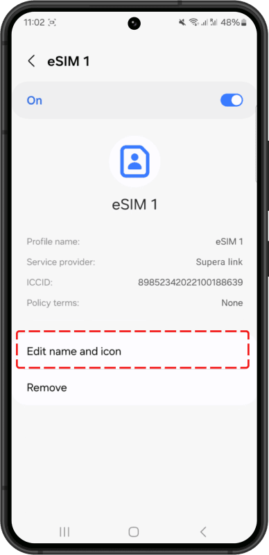 Modify eSIM label