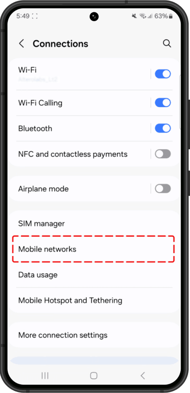 Navigate to Connections menu
