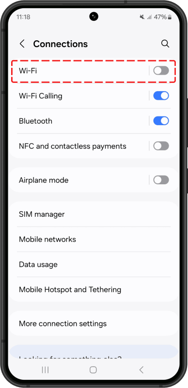 Turn off “Wifi”